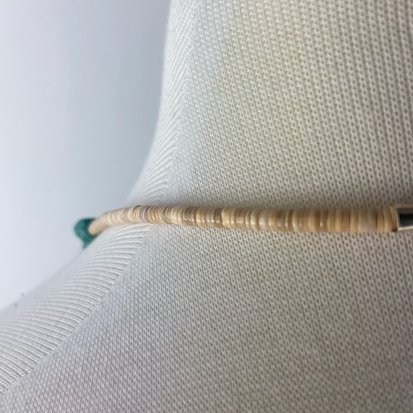 Turquoise Nugget And Heishi Shell Bead Sterling - Picture 10 of 11